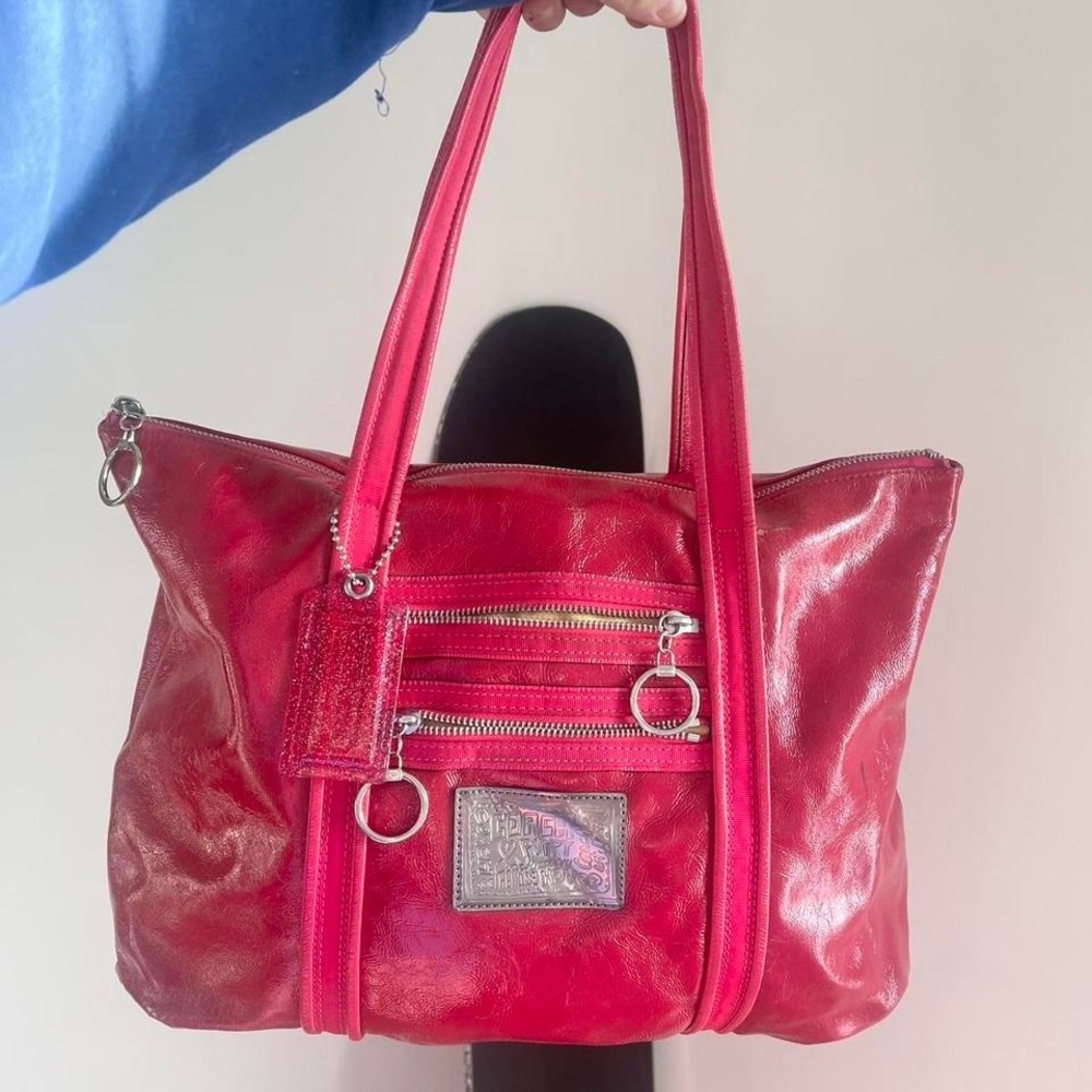 y2k 2000s Coach Poppy Pink Patent Glam Tote bag shoulder bag / Handbag